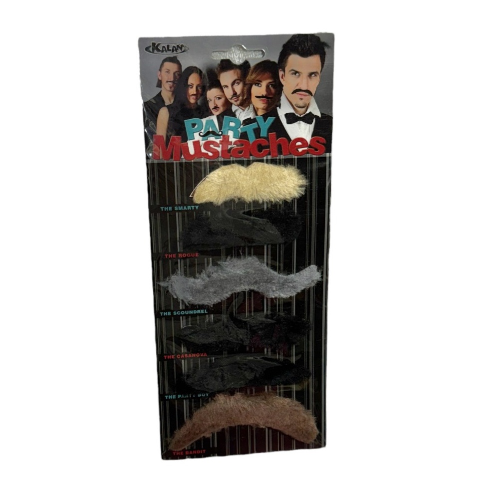 Kalan party mustaches 6 pack. Brand new inside packaging never opened or used!